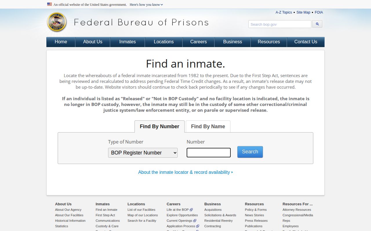 BOP inmate locator for a Panola County federal release check
